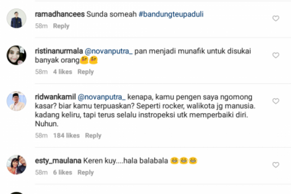 Komentar tersebut terbit tak lama setelah walikota yang akrab dipanggil RK itu memposting status agar warga Bandung tidak ikut terpancing emosi menyikapi aksi itu.