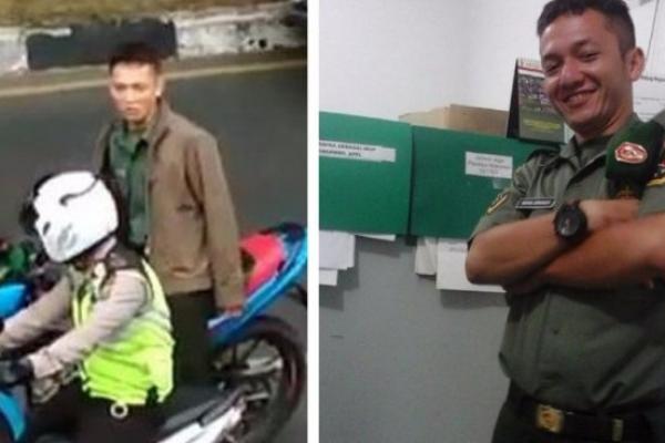 Seorang anggota TNI berpangkat Serda Wira Sinaga yang mengamuk dan memukul kepala seorang petugas Polantas, di Pekanbaru, Riau.