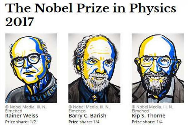 Hadiah Nobel Fisika 2017 dianugerahkan kepada tiga ilmuwan dalam penemuan gelombang gravitasi
