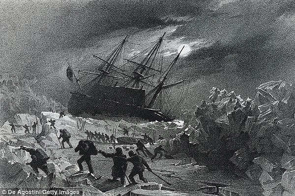 Kapal itu  terjebak es bersama krunya dalam misi menemukan Jalur Barat Laut yang menghubungkan Samudra Atlantik dengan Samudra Pasifik pada 1840an
