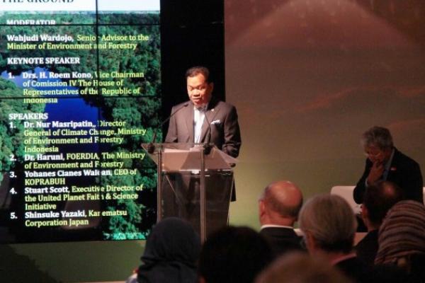 Wakil Ketua Komisi IV DPR RI Roem Kono mendorong negara maju merealisasikan bantuan pendanaan, teknologi dan capacity building dalam rangka kegiatan mitigasi dan adaptasi terkait perubahan iklim.