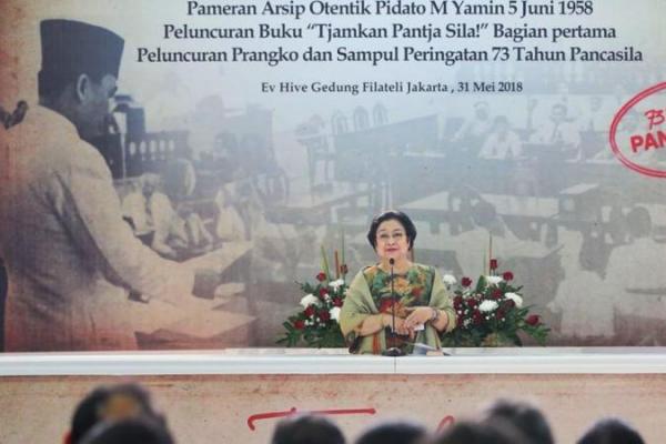 Mega dalam sambutanya mengisahkan Ir. Soekarno menyampaikan sebuah pidato tanpa teks dalam sidang Badan Penyelidik Usaha Persiapan Kemerdekaan (BPUPK) pada tanggal 1 Juni 1945.