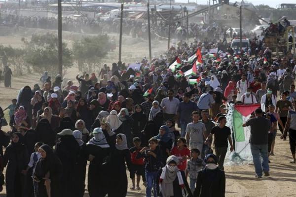 Kementerian Kesehatan Gaza menyebutkan bahwa tiga warga Palestina tewas dalam bentrokan menandai sembilan bulan protes