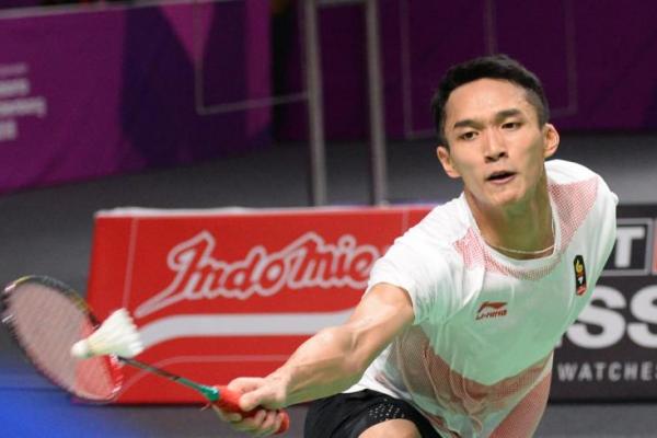 Atlet cabang olahraga badminton di nomor tunggal putra, Jonathan Cristie berhasil menyumbang satu medali emas usai mengalahkan pebulutangkis asal China Thaipe di istora Senayan Jakarta, Selasa (28/08).