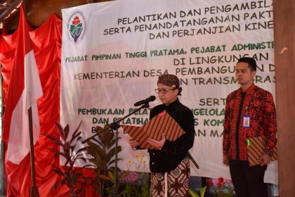 Pelantikan dilaksanakan oleh Sekretaris Jenderal (Sekjen) Kemendes PDTT Anwar Sanusi di Pendopo Kampung Mataraman, Desa Panggungharjo, Kecamatan Sewon, Bantul, Daerah Istimewa Yogyakarta