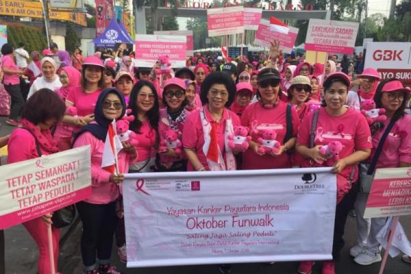 Kegiatan tersebut bertujuan mengajak seluruh masyarakat berjuang melawan penyakit kanker payudara, juga memperingati bulan peduli kanker payudara internasional.