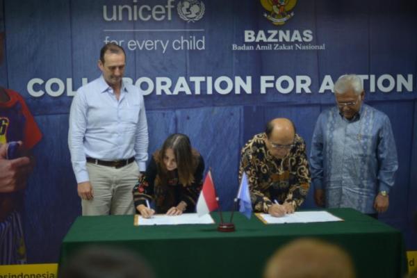 Badan Amil Zakat Nasional (Baznas) menggandeng organisasi PBB yakni United Nations Children`s Fund (UNICEF) untuk memberikan pelayanan membantu anak-anak yang menjadi korban krisis kemanusiaan. 