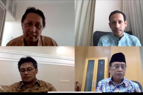 Menteri Pendidikan dan Kebudayaan (Mendikbud) Nadiem Anwar Makarim menggelar silaturrahmi via daring dengan Pengurus Besar Nahdlatul Ulama (PBNU) pada Selasa (30/6).