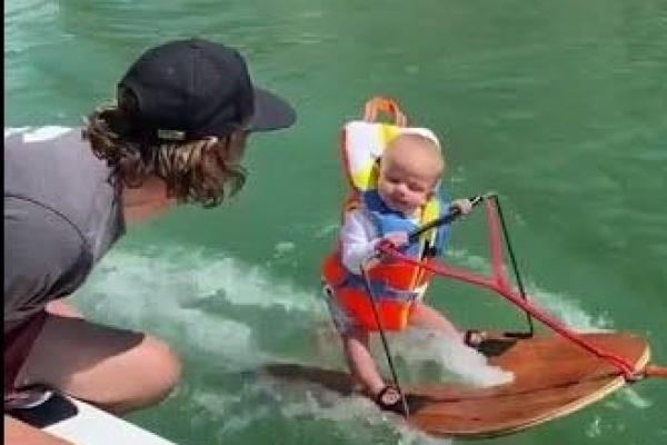 Casey dan Mindi Humpherys memposting video ke Instagram yang menunjukkan putra mereka, Rich, bermain ski air di Danau Powell.