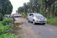 Jalan Lintas Sumatera di Bunut Kecamatan Sosa, Amblas