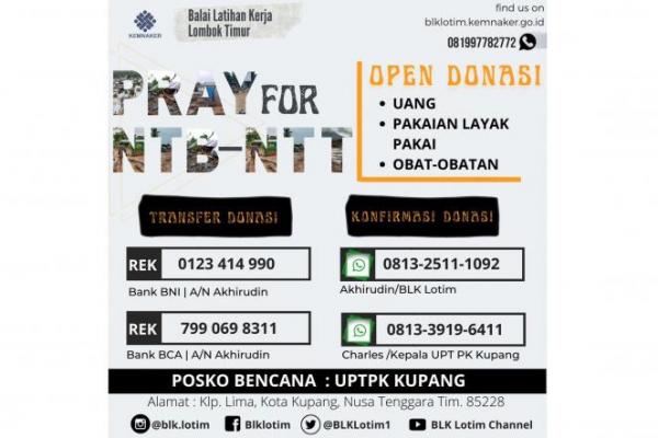 Bantuan logistik yang diserahkan merupakan wujud kepedulian Kemnaker kepada korban bencana bandir bandang dan tanah longsor.