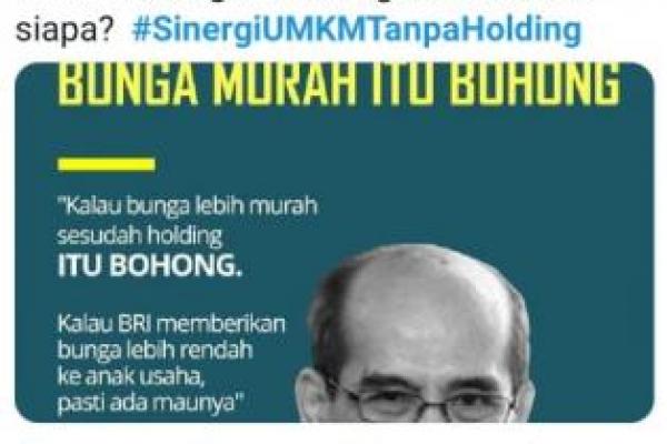 Dari dulu udah bersinergi. Kenapa mendadak ngotot bikin holding untuk UMKM