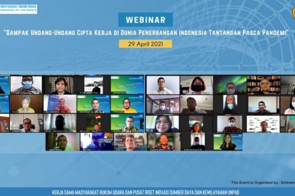 Masyarakat Hukum Udara (MHU) pada Kamis (29/4) lalu menggelar webinar bertajuk `Dampak Undang-Undang Cipta Kerja di Dunia Penerbangan Indonesia Tantangan Pasca Pandemi`