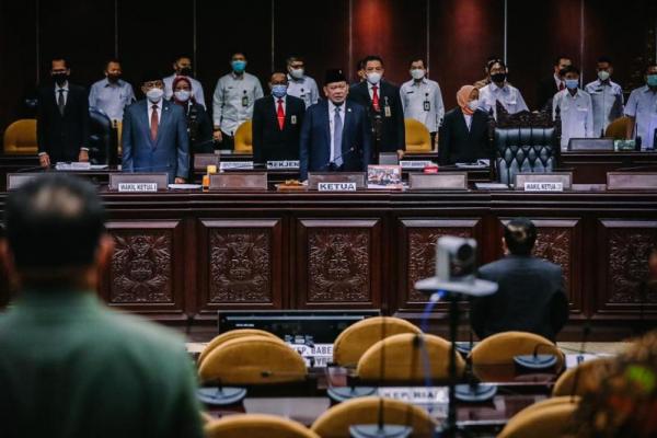 Dewan Perwakilan Daerah Republik Indonesia (DPD RI) menggelar Sidang Paripurna DPD RI Masa Sidang V Tahun Sidang 2020-2021, Kamis (6/5). 