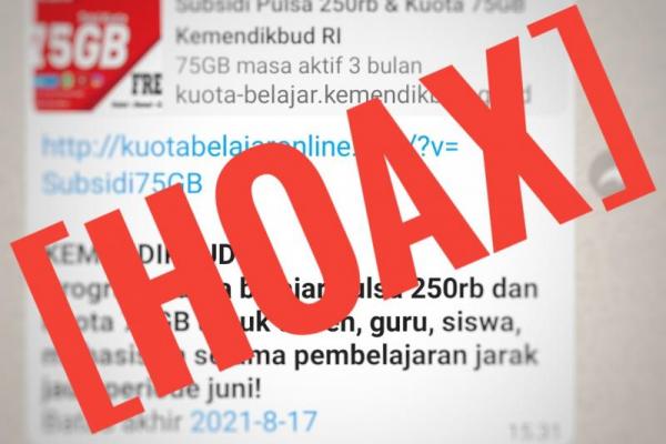 Awas, tautan ini adalah informasi hoax yang rentan mengundang penipuan atau pencurian data (phising). Pasalnya, program kuota gratis dari Kemdikbud sudah selesai disalurkan per Mei 2021.