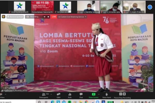 Lomba Bertutur SD/MI Tingkat Nasional 2021 sudah memasuki babak akhir. Selama tiga hari, 34 peserta mewakili provinsi sudah menunjukkan kebolehannya beraksi di hadapan para juri