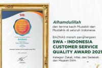 Baznas Sabet Penghargaan Indonesia Customer Service Quality Award 2021