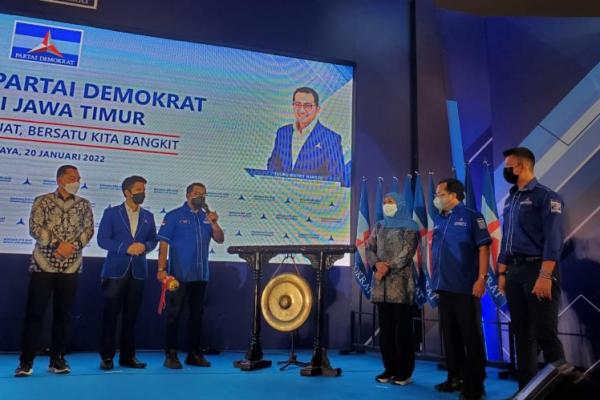 Ketua Umum Partai Demokrat Agus Harimurti Yudhoyono (AHY) membuka Musyawarah Daerah (Musda) Partai Demokrat ke-VI Provinsi Jawa Timur secara virtual, Kamis (20/1). 