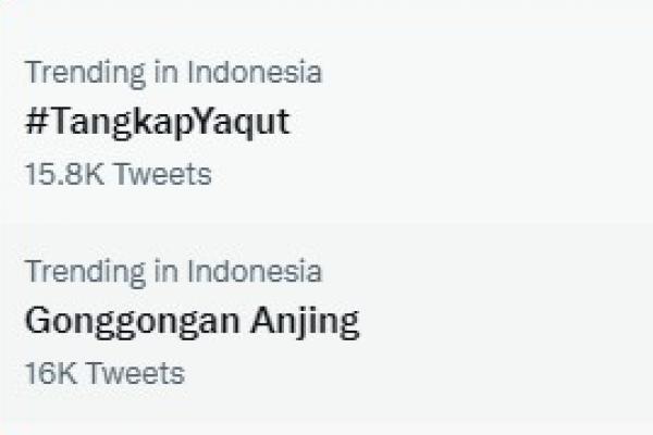 Tagar #TangkapYaqut masuk dalam daftar trending topik di Twitter pada Kamis (24/2) pagi. Warganet marah dengan pernyataan Menteri Agama Yaqut Cholil Qoumas yang membandingkan suara azan dengan gonggongan anjing.