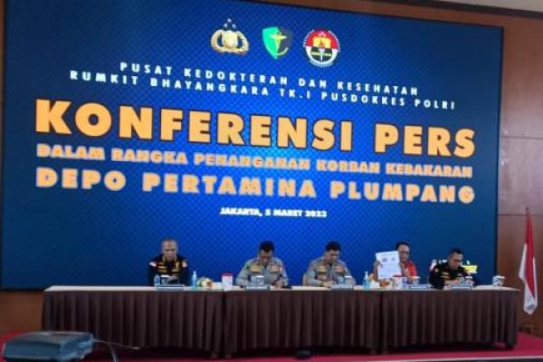 RS Polri berhasil mengidentifikasi lima korban meninggal dunia kebakaran Depo Pertamina Plumpang.
