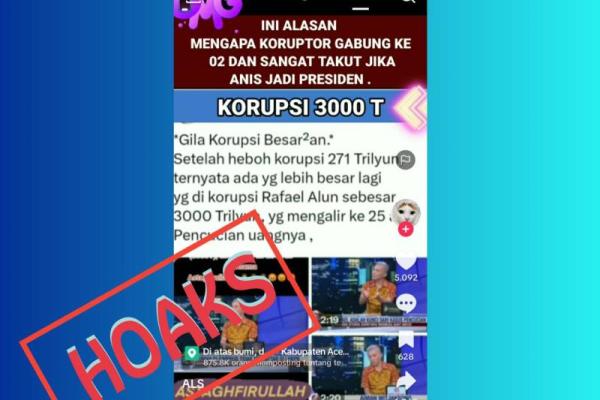 Hoaks! Video Narasi Rafael Alun Korupsi Rp3000 Triliun, Mengalir ke 25 Artis