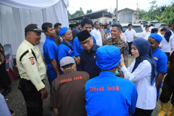 Mendes Sambangi Peternakan Ayam Petelur di Pamarayan, Kabupaten Serang