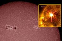  Sebuah bintik matahari raksasa yang menjadi salah satu paling aktif dalam beberapa tahun terakhir kini menghadap ke arah Bumi setelah melepaskan puluhan letupan energi Matahari (Foto: NASA via Live Science)