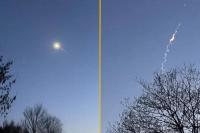 Sejumlah saksi mata di berbagai wilayah Eropa berhasil memotret bola api (kiri) serta jejak asap yang ditinggalkannya (kanan) saat meteor tersebut pecah di atmosfer (Foto: Via Live Science)