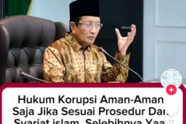 Hoaks! Video Narasi Menag Bolehkan Korupsi Asal Sesuai Syariat dan Prosedur