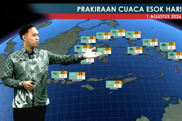 Mayoritas Kota Besar Diprakirakan Berawan hingga Hujan Ringan Hari Ini