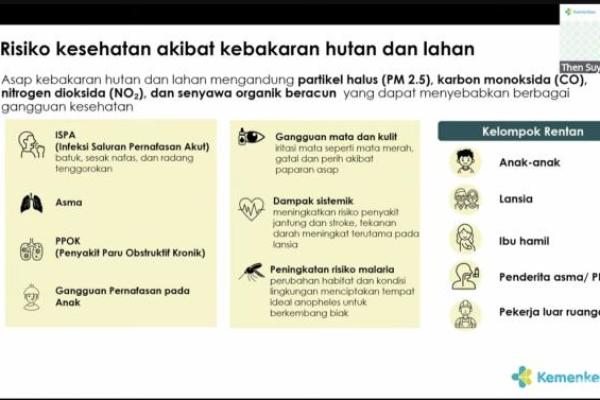 Bahaya Asap Karhutla, Kemenkes Perkuat Perlindungan Anak hingga Lansia