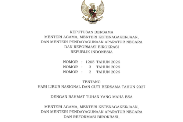 SKB Tiga Menteri Terbit, Ini Daftar Libur Nasional dan Cuti Bersama 2027